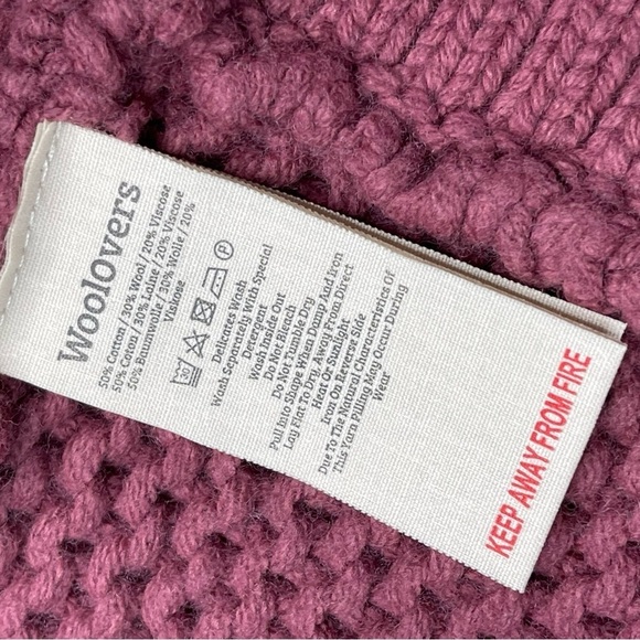 Woolovers Cardigan Sweater Chunky Edge to Edge Henna Mauve Fisherman Boho  New - Picture 13 of 13